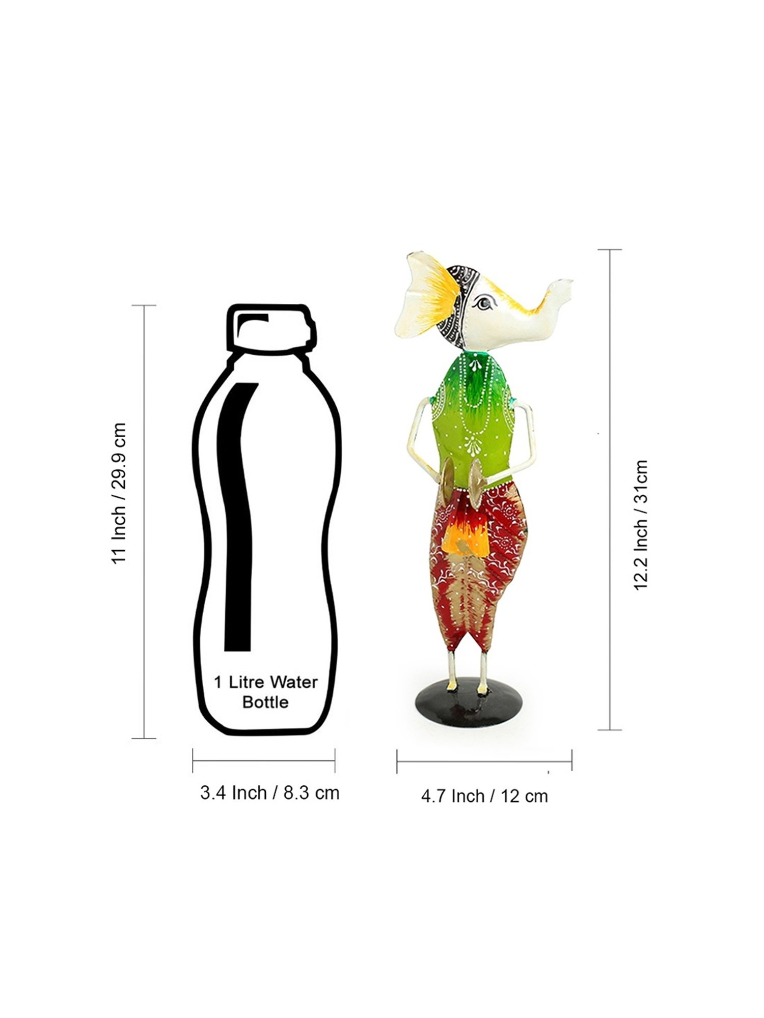 ExclusiveLane Multicolor Sheet Metal Ganesha Trio Handpainted Decorative Showpieces - Set of 3