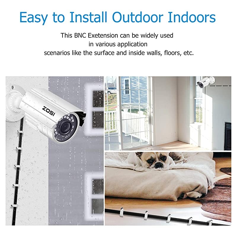 1 Pack 100ft 30 Meters 2in1 Video Power Cable BNC Extension Surveillance Camera Cables for Video Security Systems Included 1X BNC Connectors and 1X RCA Adapters