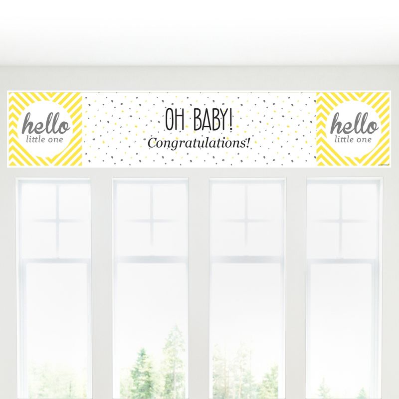 Big Dot of Happiness Hello Little One - Yellow and Gray - Neutral Baby Shower Decorations Party Banner