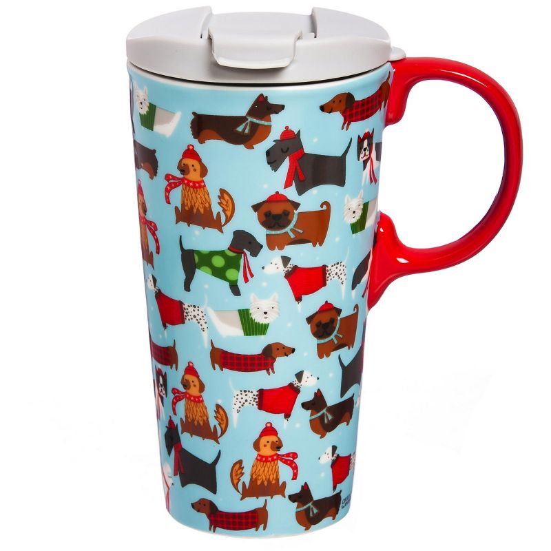Evergreen Cypress Home Ceramic Perfect Cup 17oz. Festive Fido's