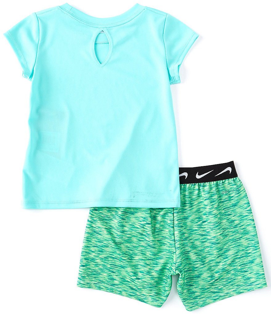 Nike Little Girls 2T-6X Short-Sleeve Heart Graphic Tee & Space-Dye Shorts Set