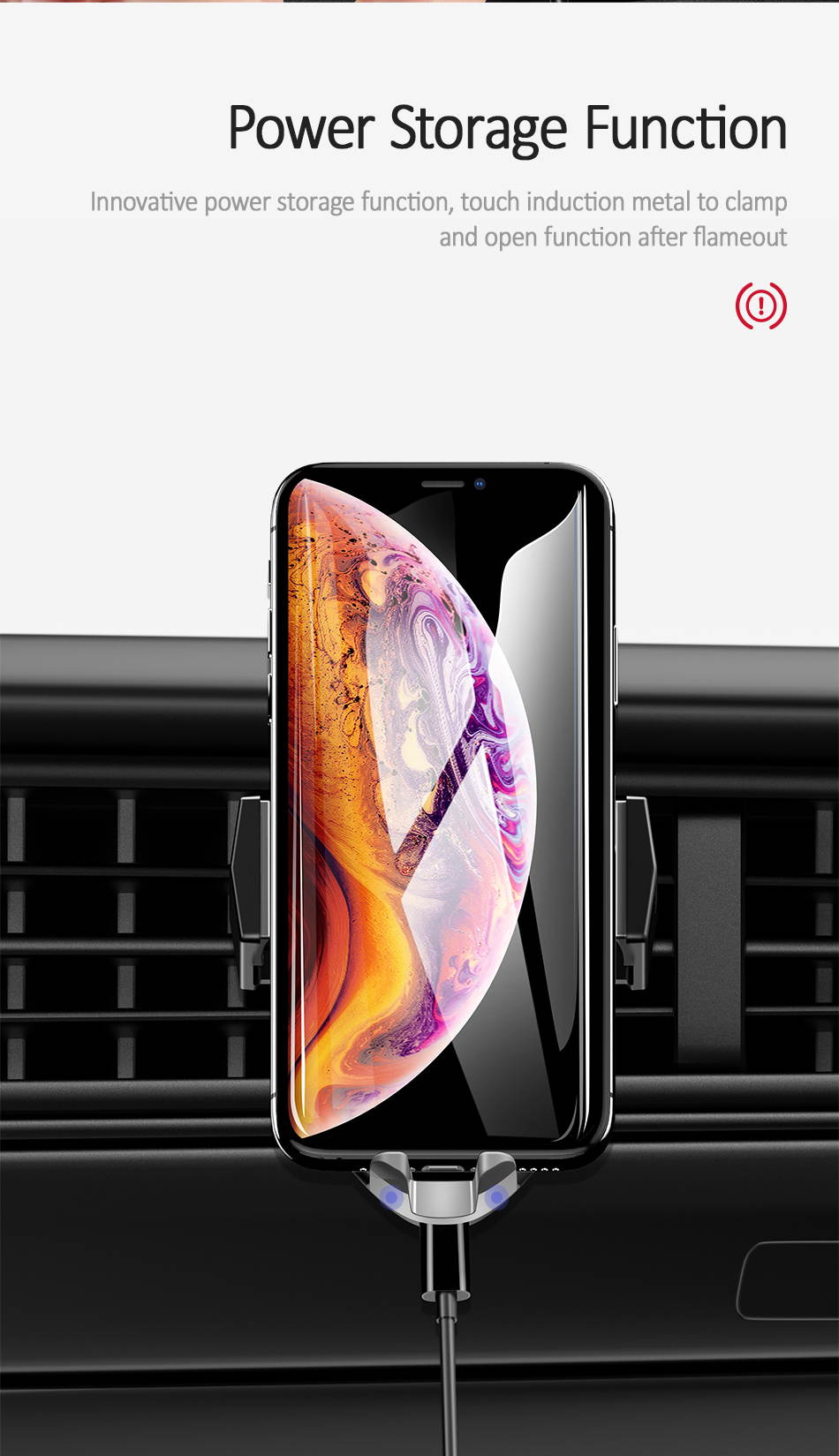 USAMS 360 Rotation Automatic Qi Wireless Charger Car Holder Air Vent Fast Charging Pad Phone Charger for iPhone XS XR 8 Samsung