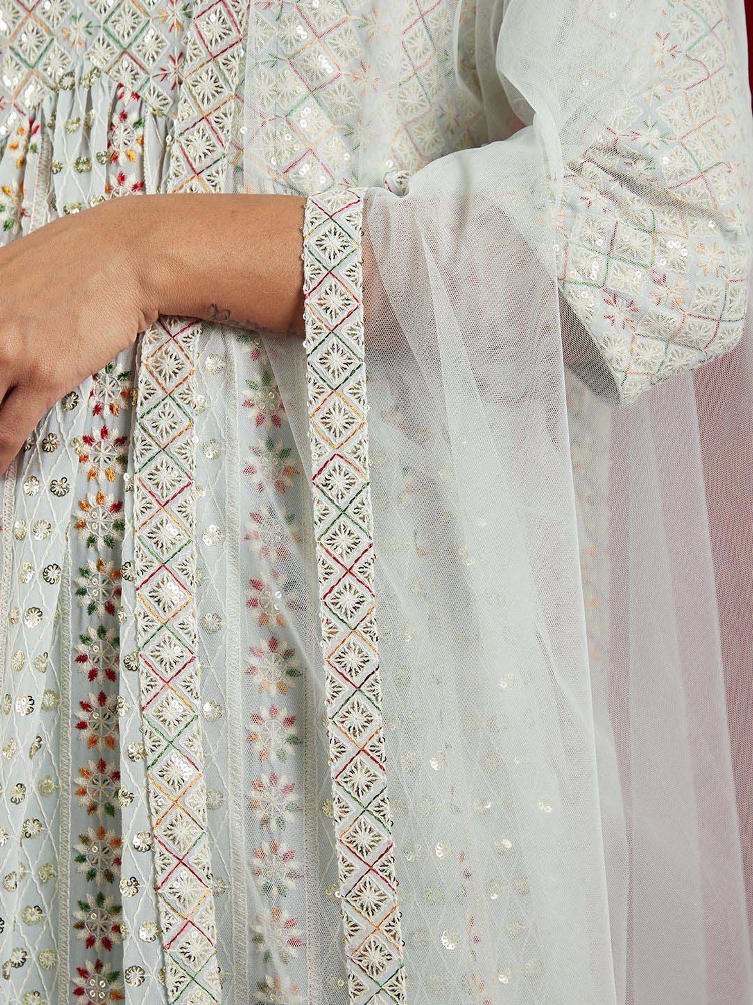 Libas Art Blue Embroidered Kurta Palazzo Set With Dupatta