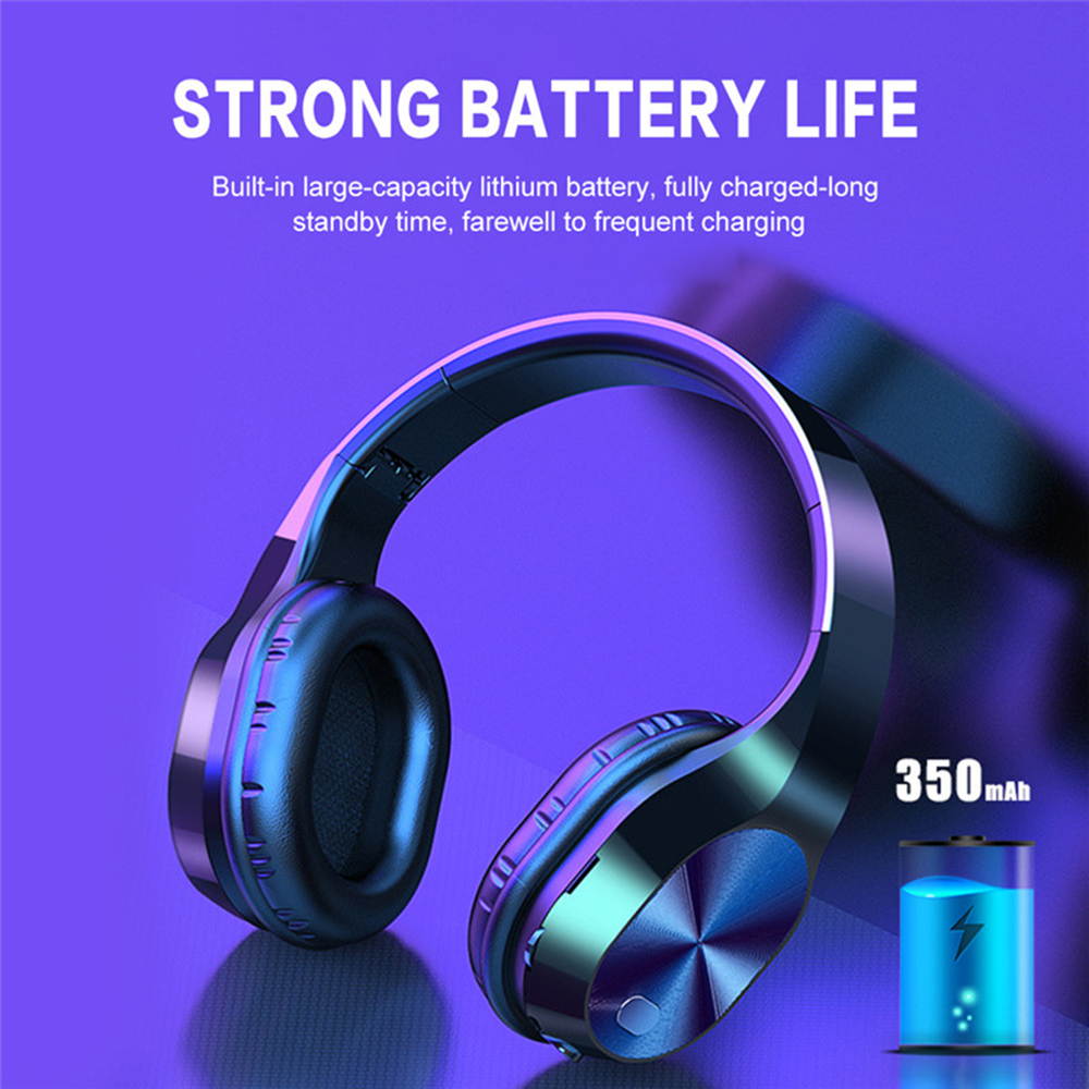 T5 Headset Wireless Headset HD Microphone Sports Headphones Foldable Headset Bluetooth V5.0 Music Headphone ,Black