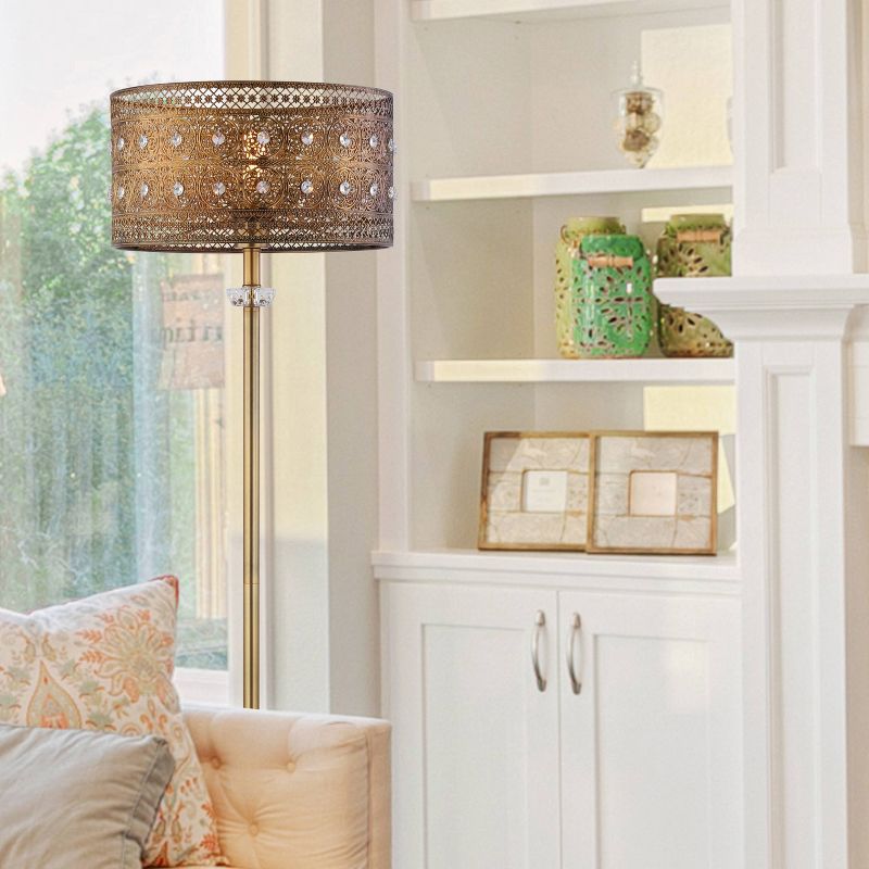 60" 1-Light Bryar Floor Lamp Brass/Crystal - River of Goods