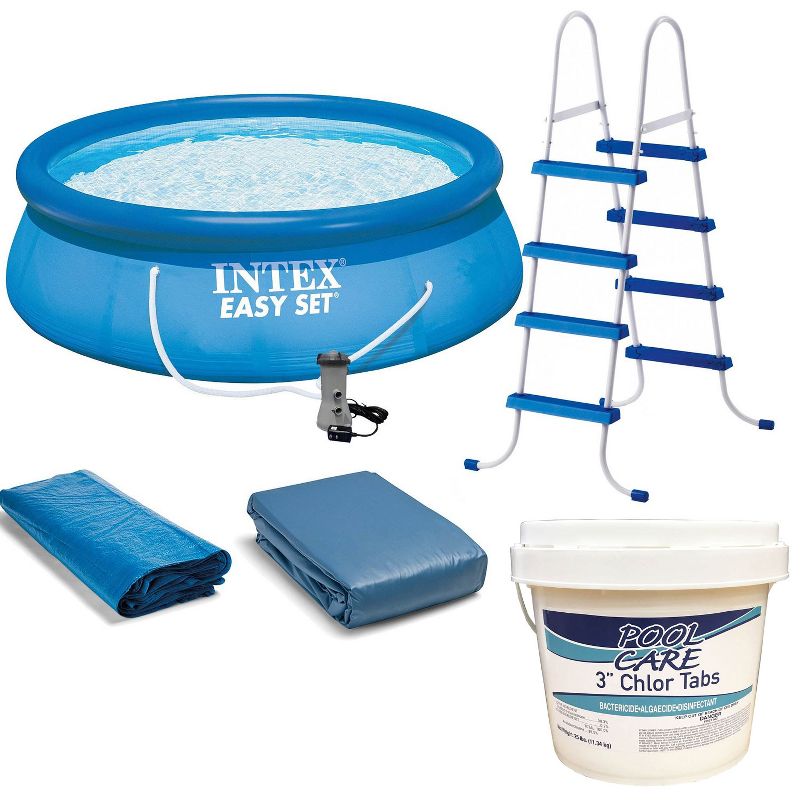 Intex 18ft x 48in Easy Set Above Ground Pool with Pump & Krill Automatic Vacuum
