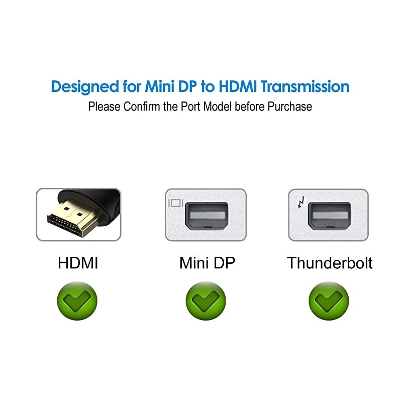 Mini DisplayPort Mini DP Thunderbolt to HDMI Adapter Black