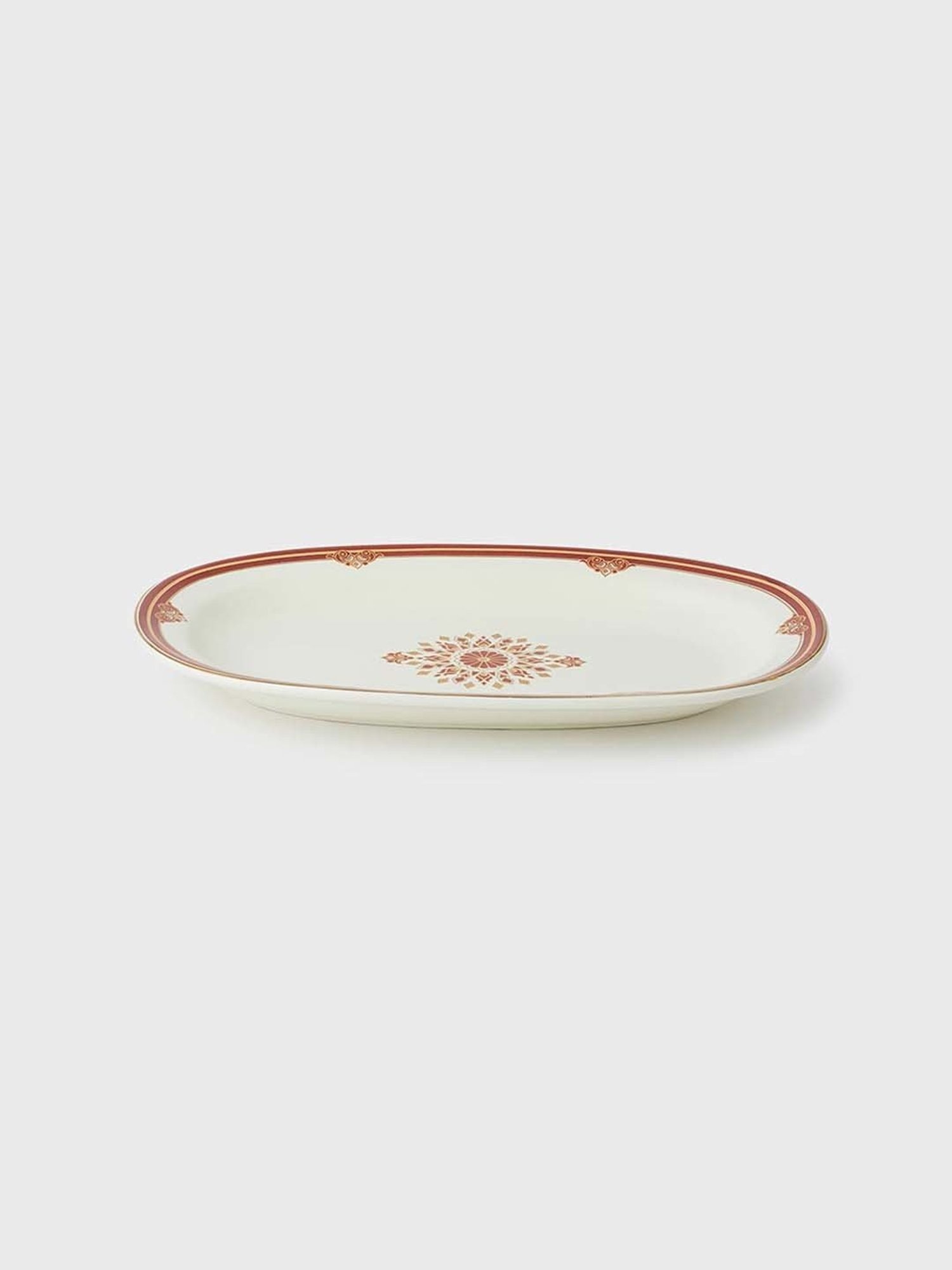 Fabindia Chitra Red Ceramic Large Oval Platter