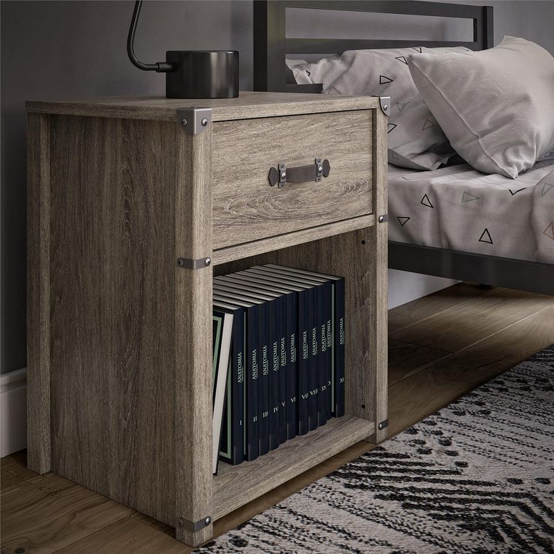 Nova 1 Drawer Storage Nightstand - Grey Oak