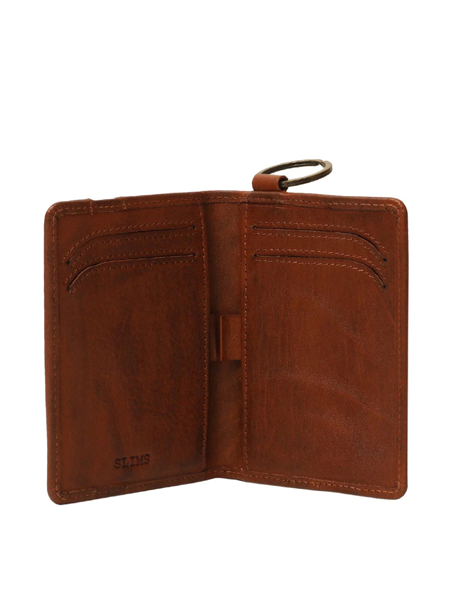 KOMPANERO Jaxon Cognac Leather Textured Bi-Fold Wallet