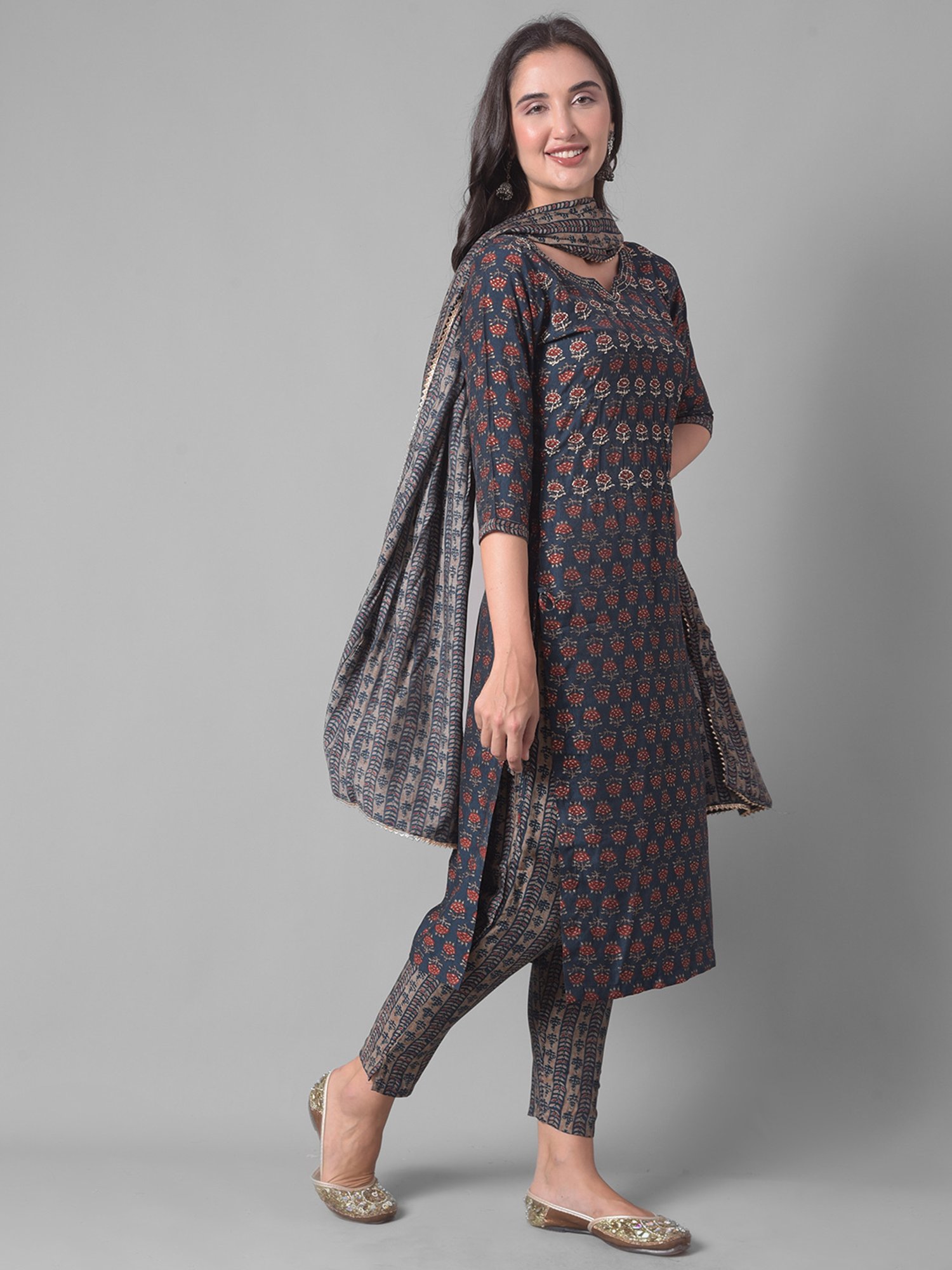 Dollar Missy Blue Embellished Kurta With Pants & Dupatta