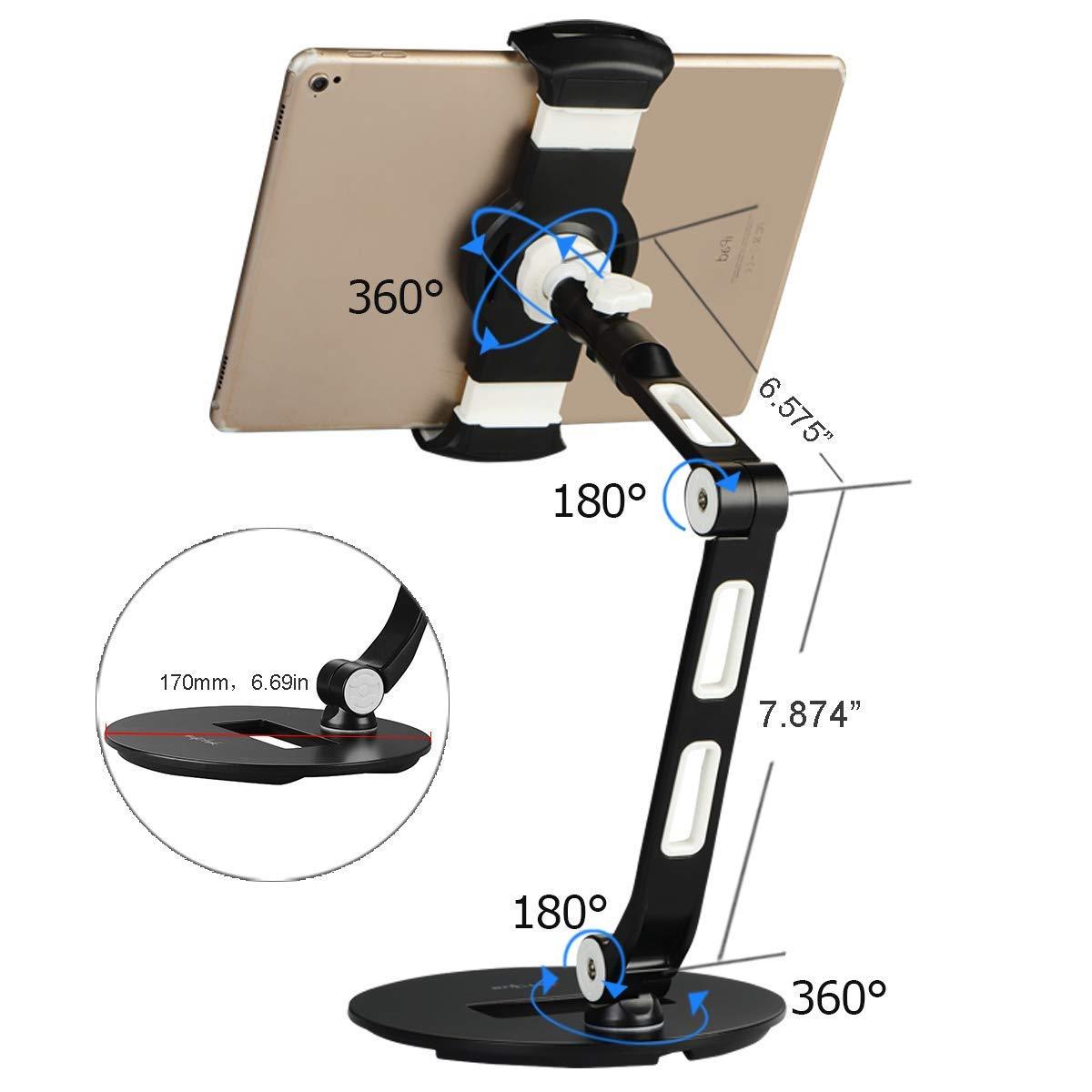 Suptek Aluminum Tablet Desk Stand for iPad, iPhone, Samsung, Asus and More 4.7-12.9 inch Devices, 360&deg; Flexible Cell Phone Holder Mount, Good for Bed, Kitchen, Office (YF208D)