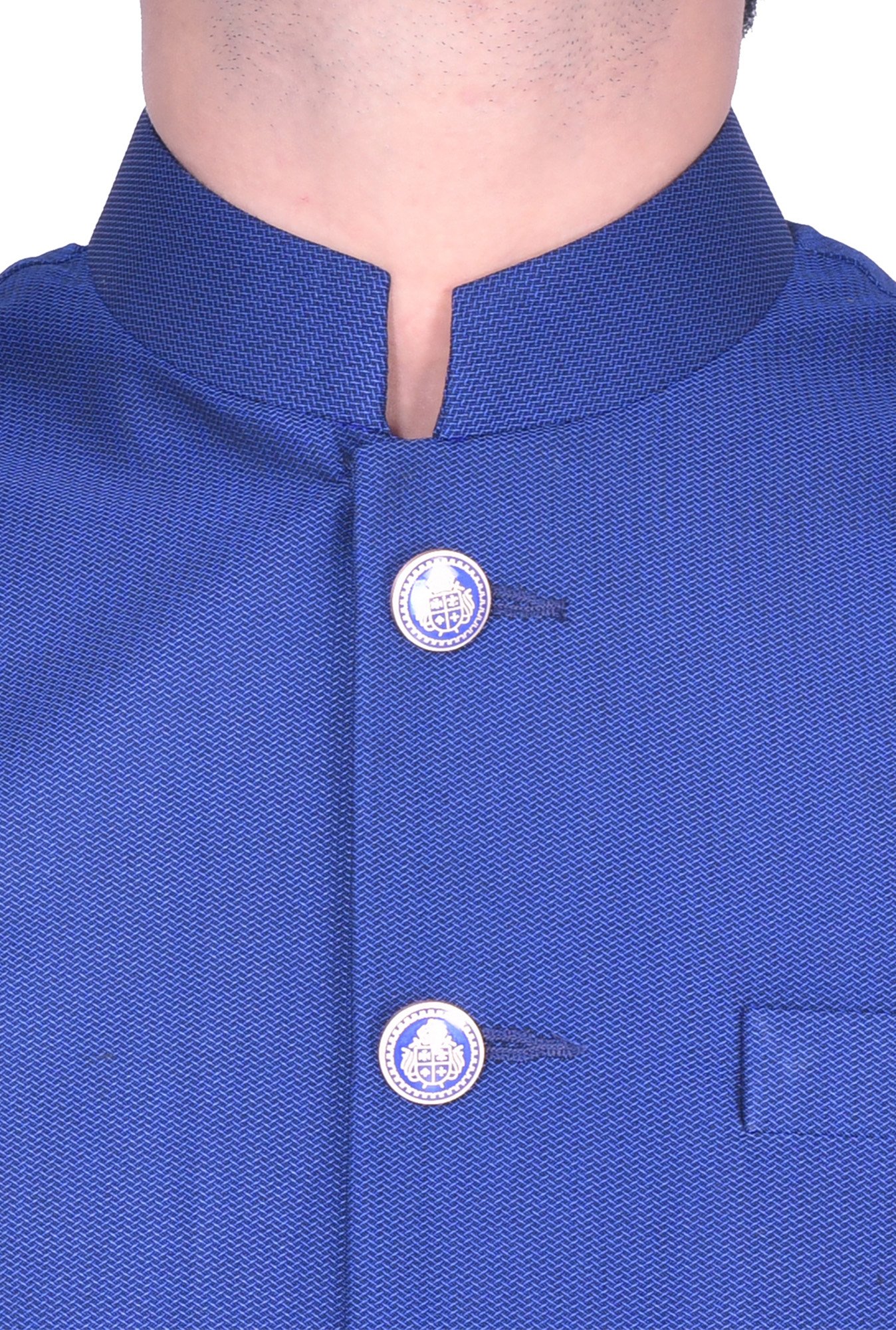 Manyavar Royal Blue Regular Fit Ethnic Waistcoat