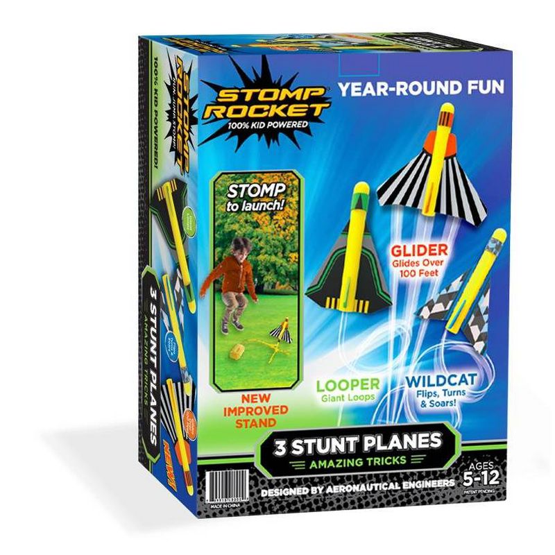 Stomp Rocket Stunt Planes High Flying Planes with Launch Pad 3pk