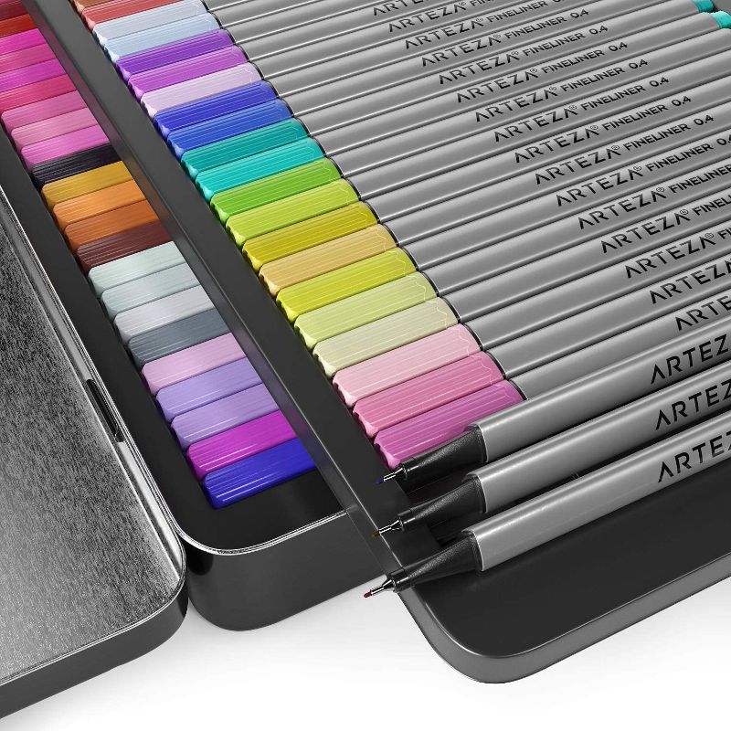 Arteza Fineliner Colored Pens Set, Inkonic, Fine Line, 0.4mm Tips, Assorted Colors - 102 Pack (ARTZ-8420)