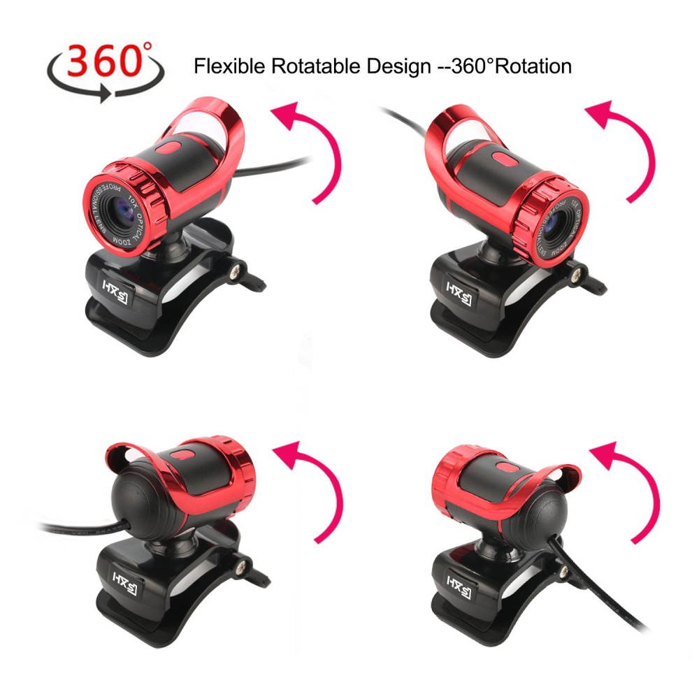 HXSJ A859 PC Webcam 480P PC Web Camera USB 2.0 - PerryLee Video Record HD Webcam With Built-in 10M Microphone MIC For Computer PC Laptop Skype MSN Auto Focus 360 Degrees Rotation Plug-and-Play- Black