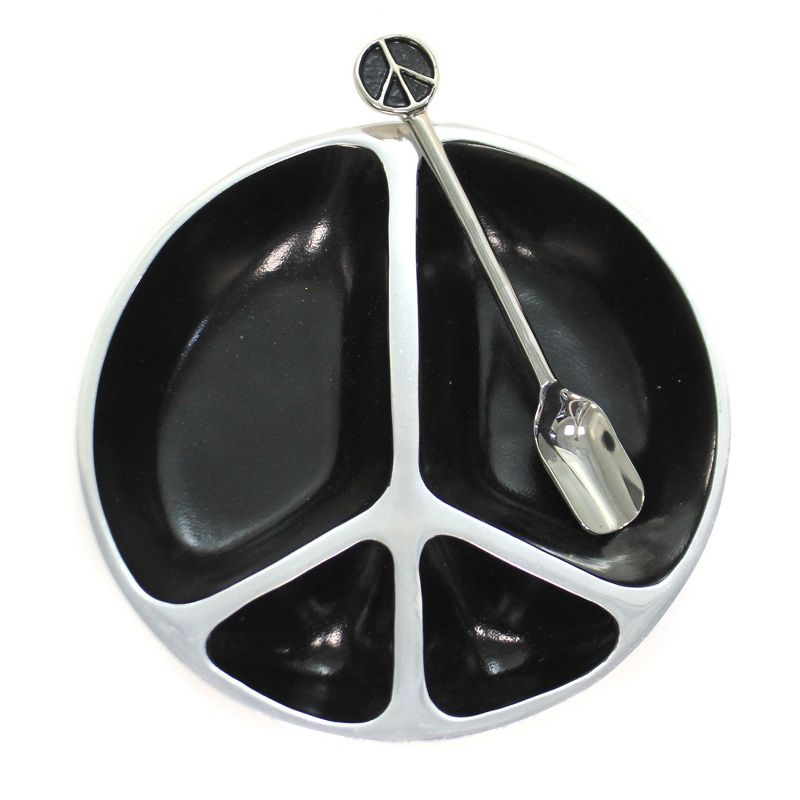 Tabletop 8.0" Peace Sign Bowl With Spoon Divided Sections Inspired Generations Llc  -  Dining Plates