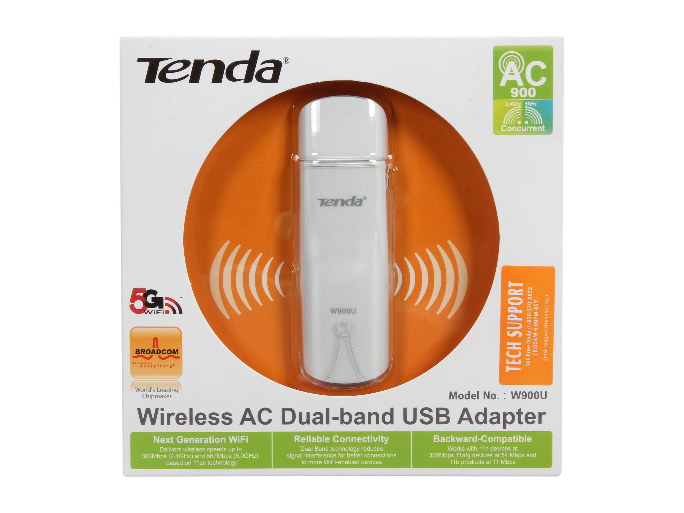 Tenda W900U USB 2.0 Wireless AC Dual-Band USB Adapter