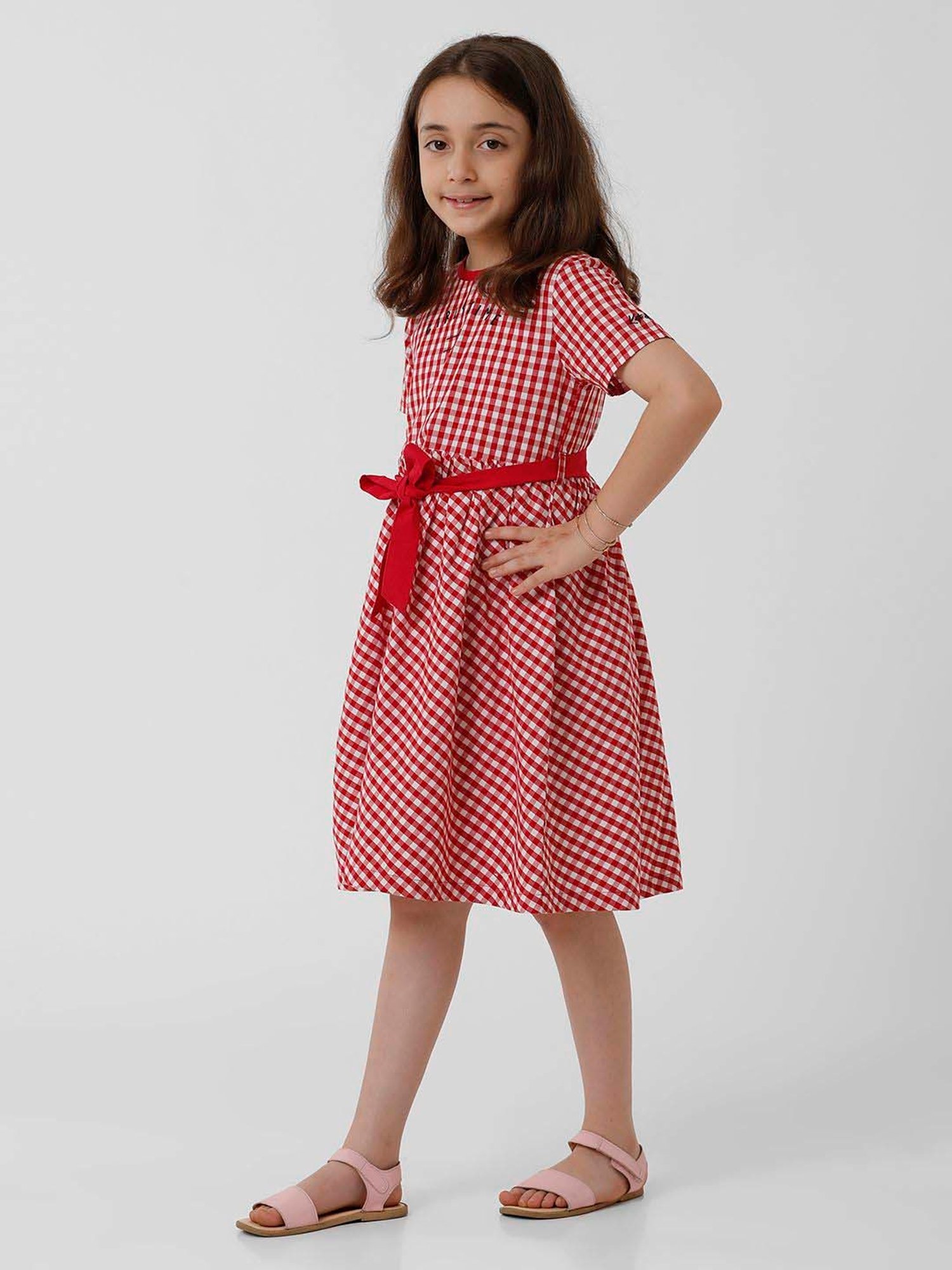 Kate & Oscar Kids Red Cotton Chequered Dress