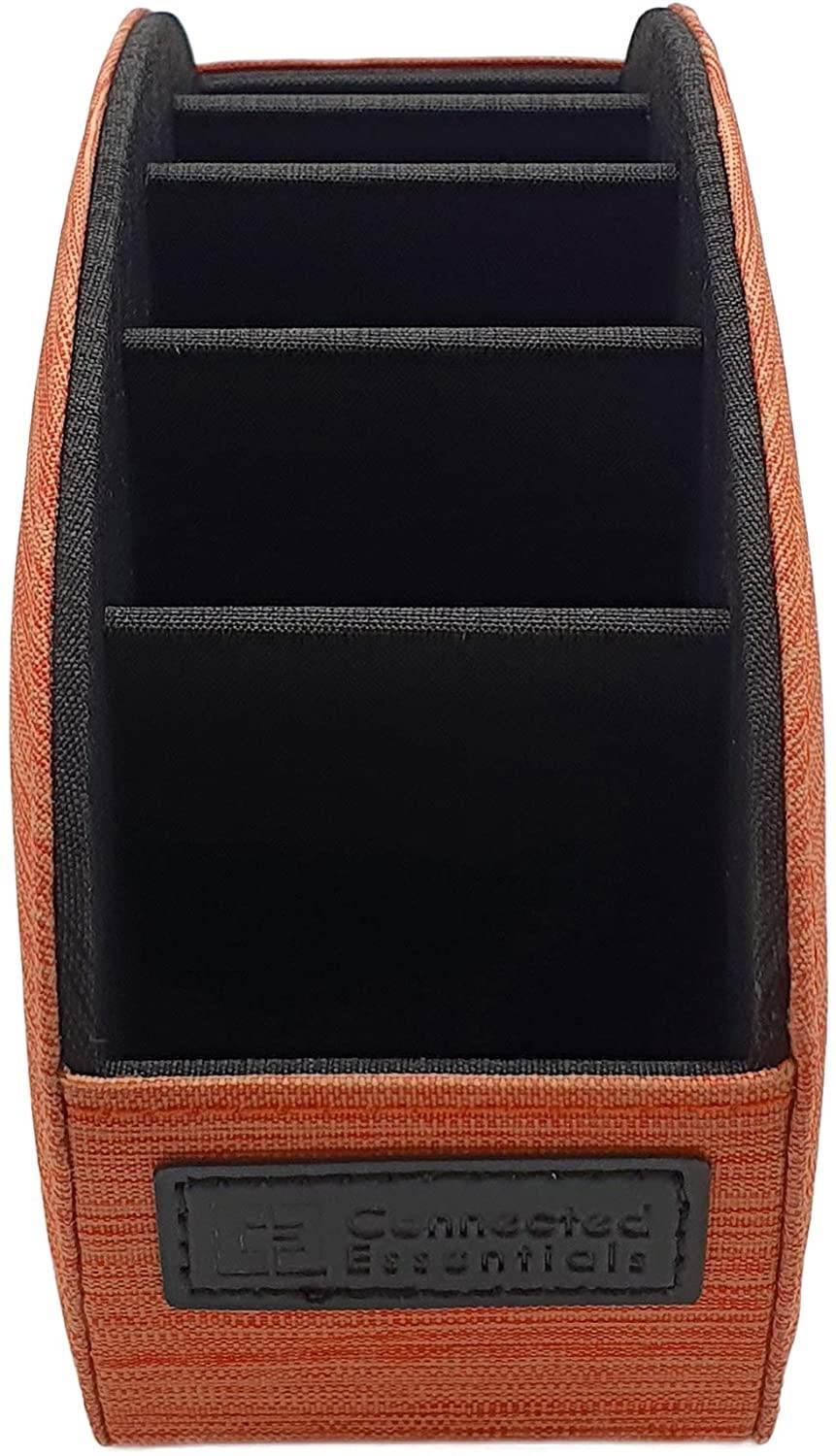 Fabric Remote Control Holder Storage Caddy and Desk Organiser 5 Compartments for TV, DVD, Blu-Ray Remotes - CEG10 Fine Fabric Pepper Red by Connected Essentials (Sunset Orange)