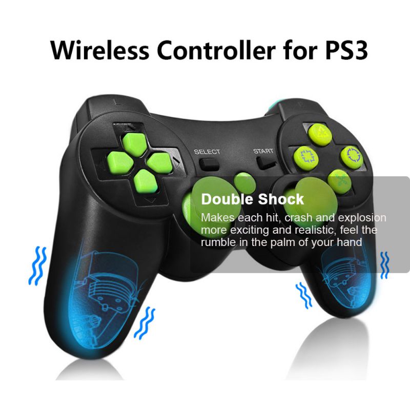 CHENGDAO PS3 Controller 2 Pack Wireless Dual Shock Gamepad for Sony Playstation 3 with Charging Cord (Black + red )