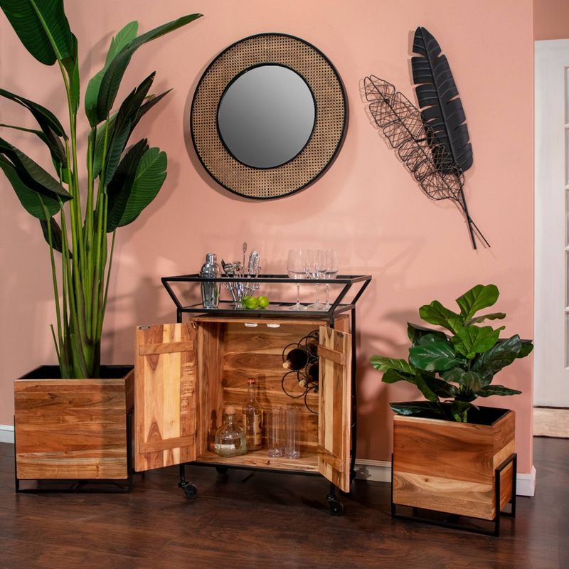 Flash Furniture Castleberry Rustic Wood Grain and Iron Kitchen Serving and Bar Cart