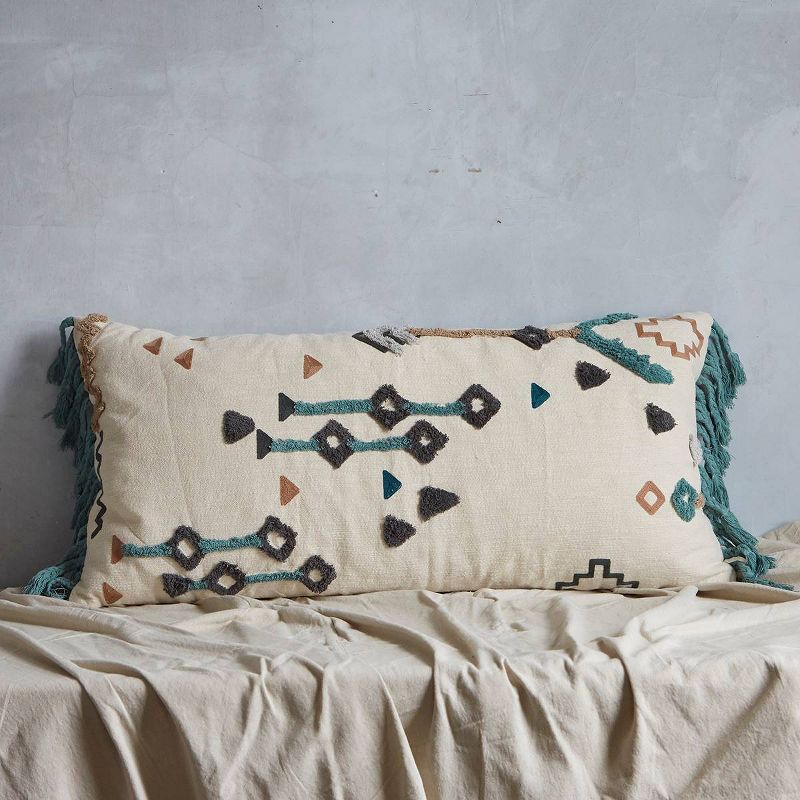 20"x40" Oversize Geometric Lumbar Throw Pillow Ivory - Patina Vie