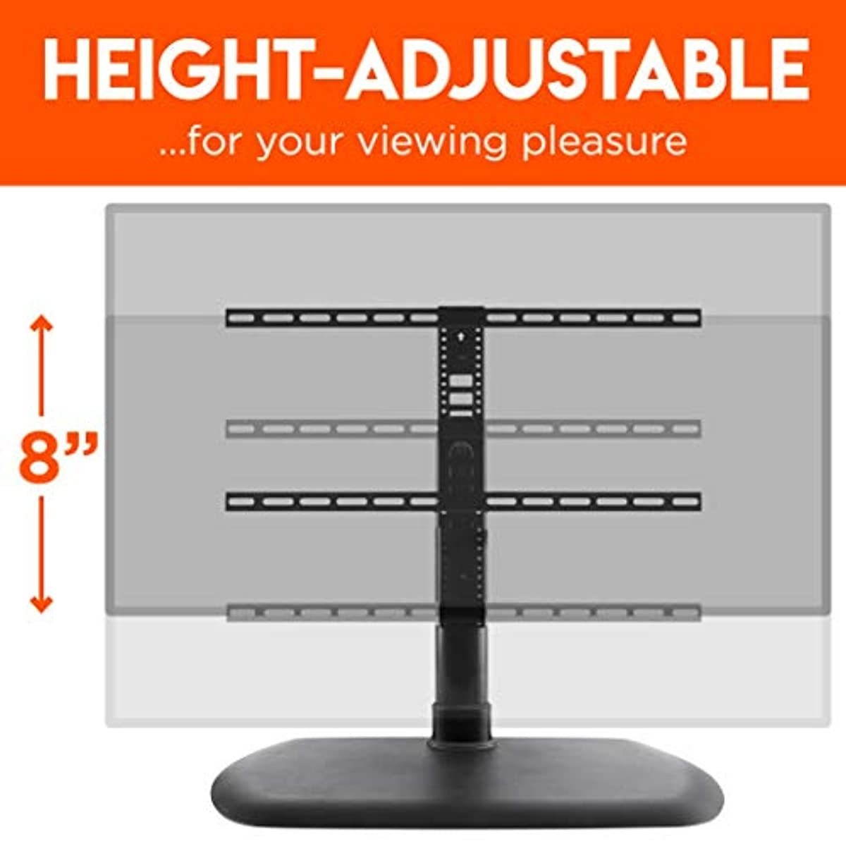 ECHOGEAR TV Swivel Stand - Universal Replacement Stand for TVs Up to 65"- Height Adjustable Up to 8" & Smooth TV Swivel - Works with Samsung, LG, Sony & More