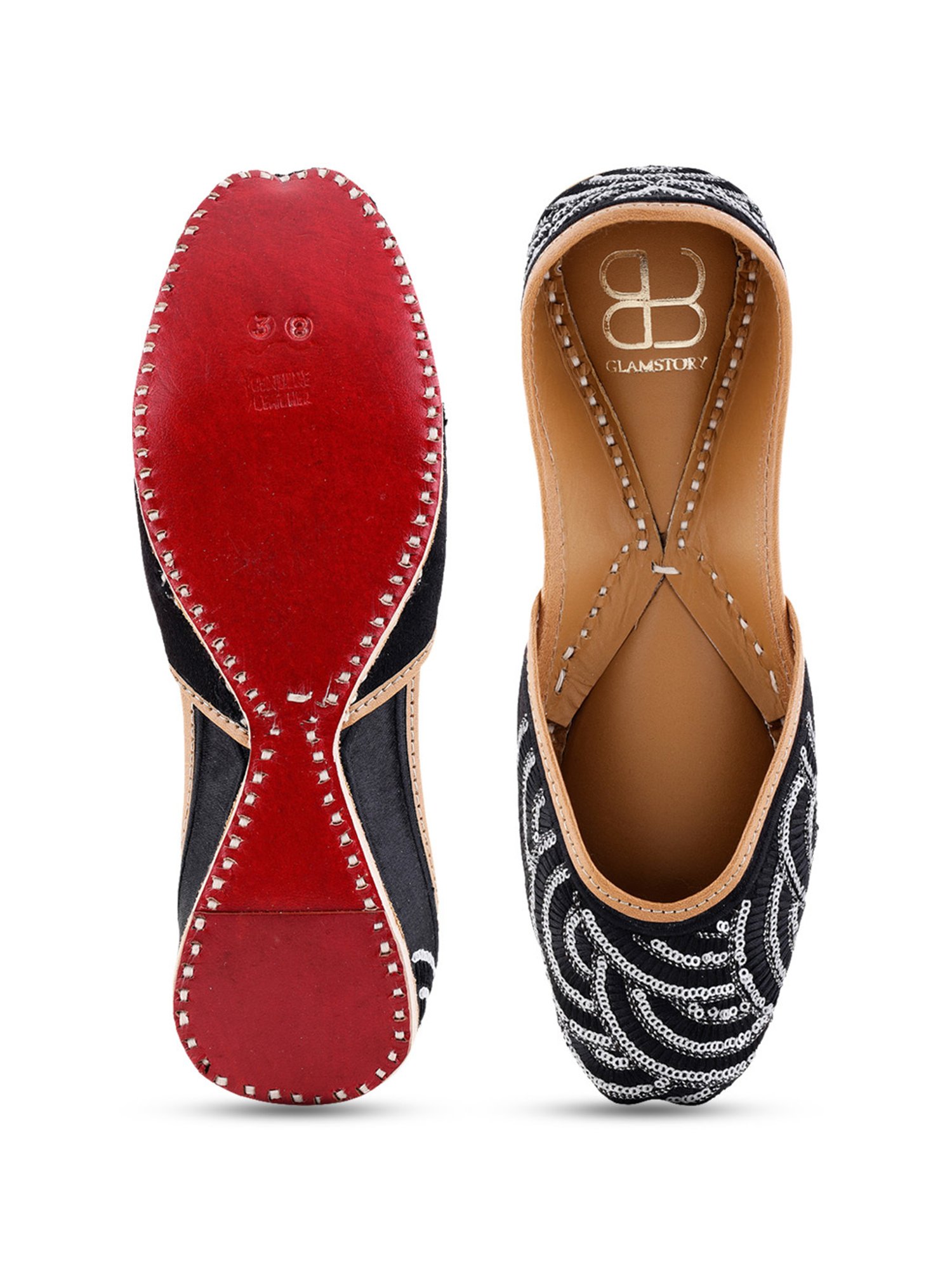 Glam Story Women's Layla Black Ethnic Juttis