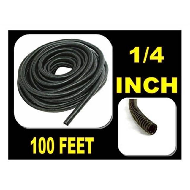 wire loom black 100' feet 1/4" split tubing hose cover auto home marine