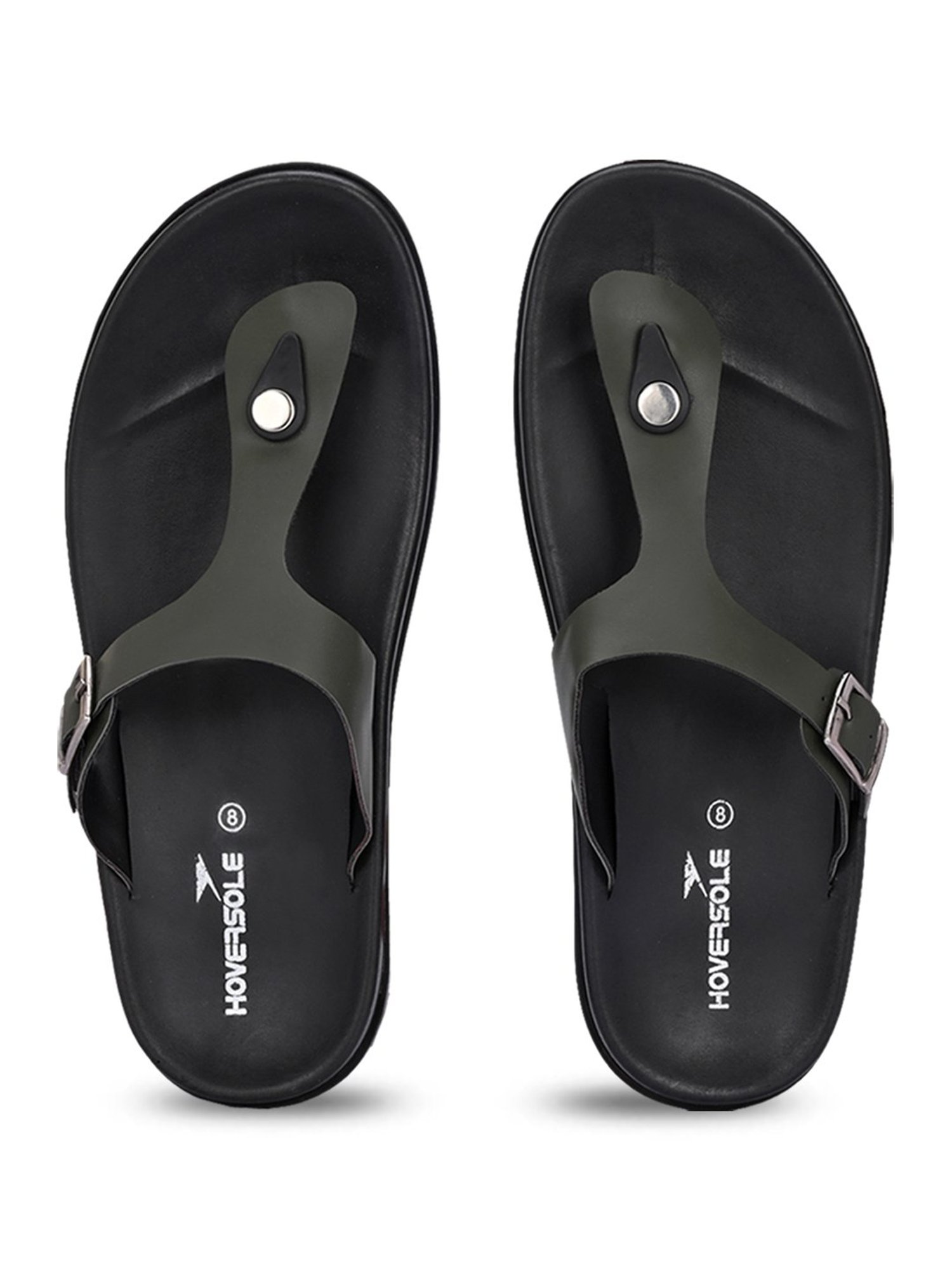 Hoversole Men's Olive T-Strap Sandals