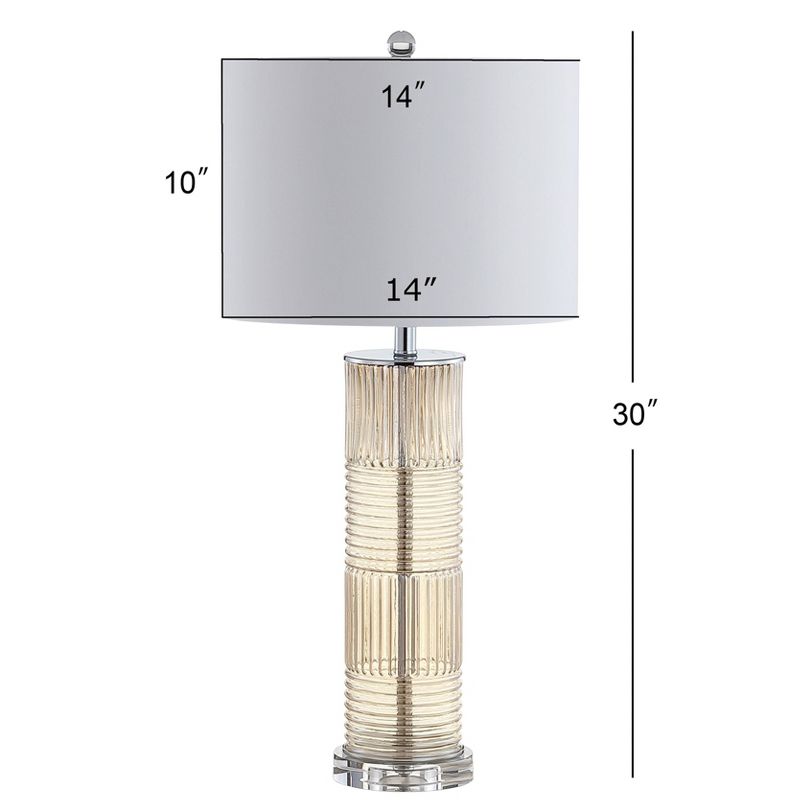 30" Glass/Crystal Genevieve Table Lamp (Includes LED Light Bulb) Beige - JONATHAN Y
