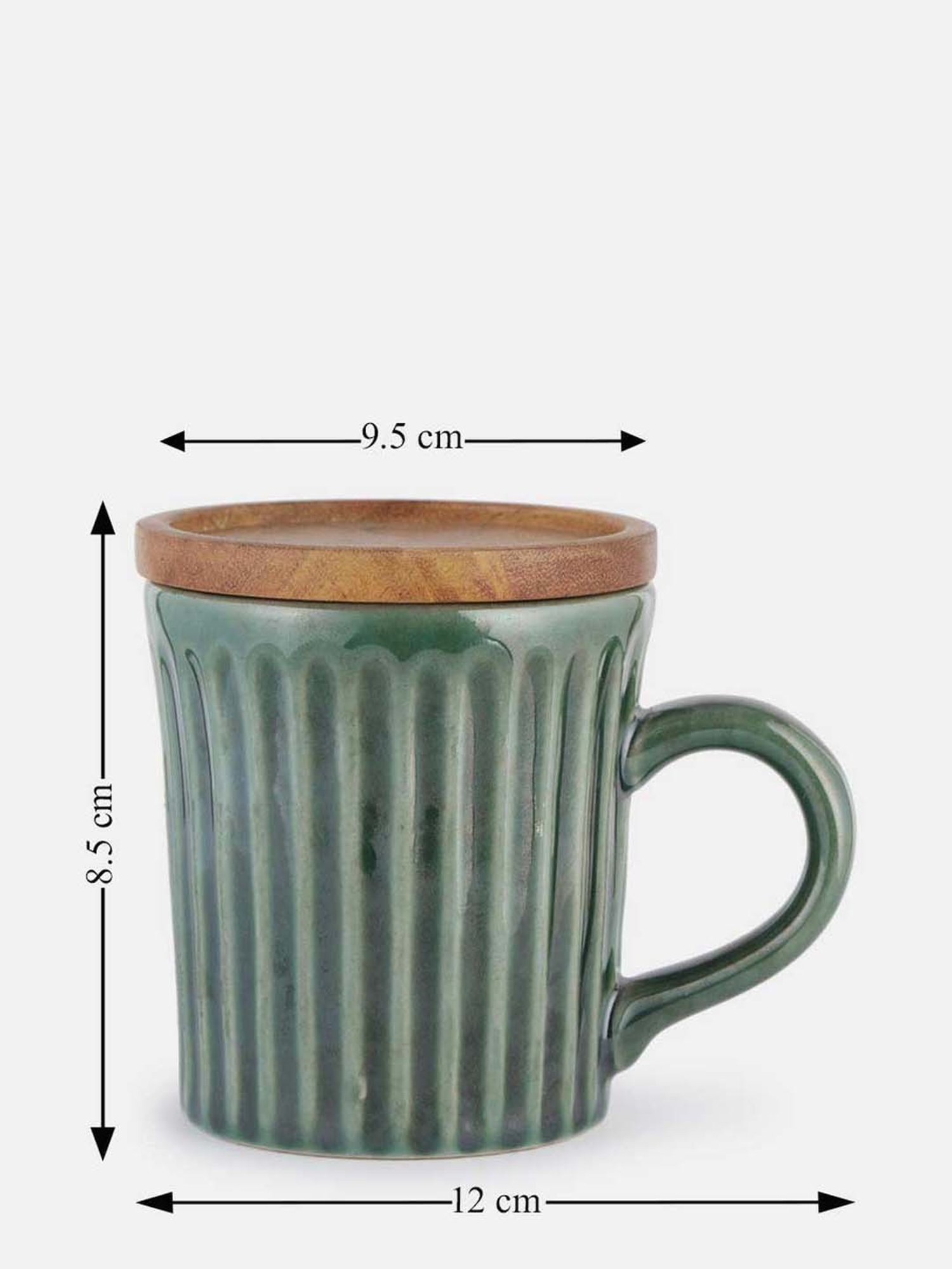 Fabindia Ashvath Green Ceramic Mug With Lid (200 ML)