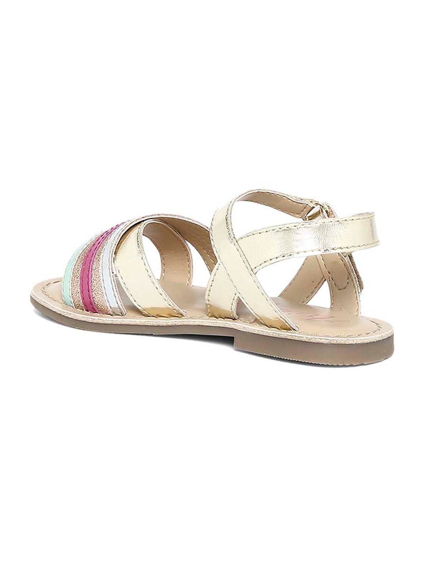 Aria Nica Kid's Rainbow Gold & Purple Cross Strap Sandals