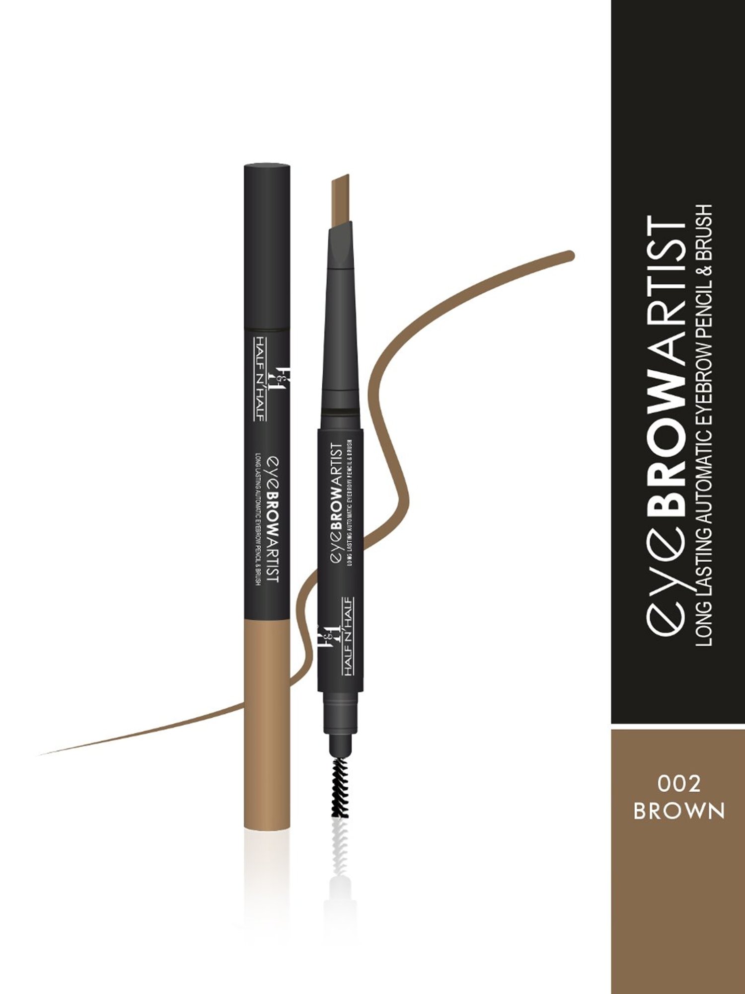 Half N Half Eye Brow Artist Long Lasting Automatic Eyebrow Pencil & Brush 002 Brown - 4 gm