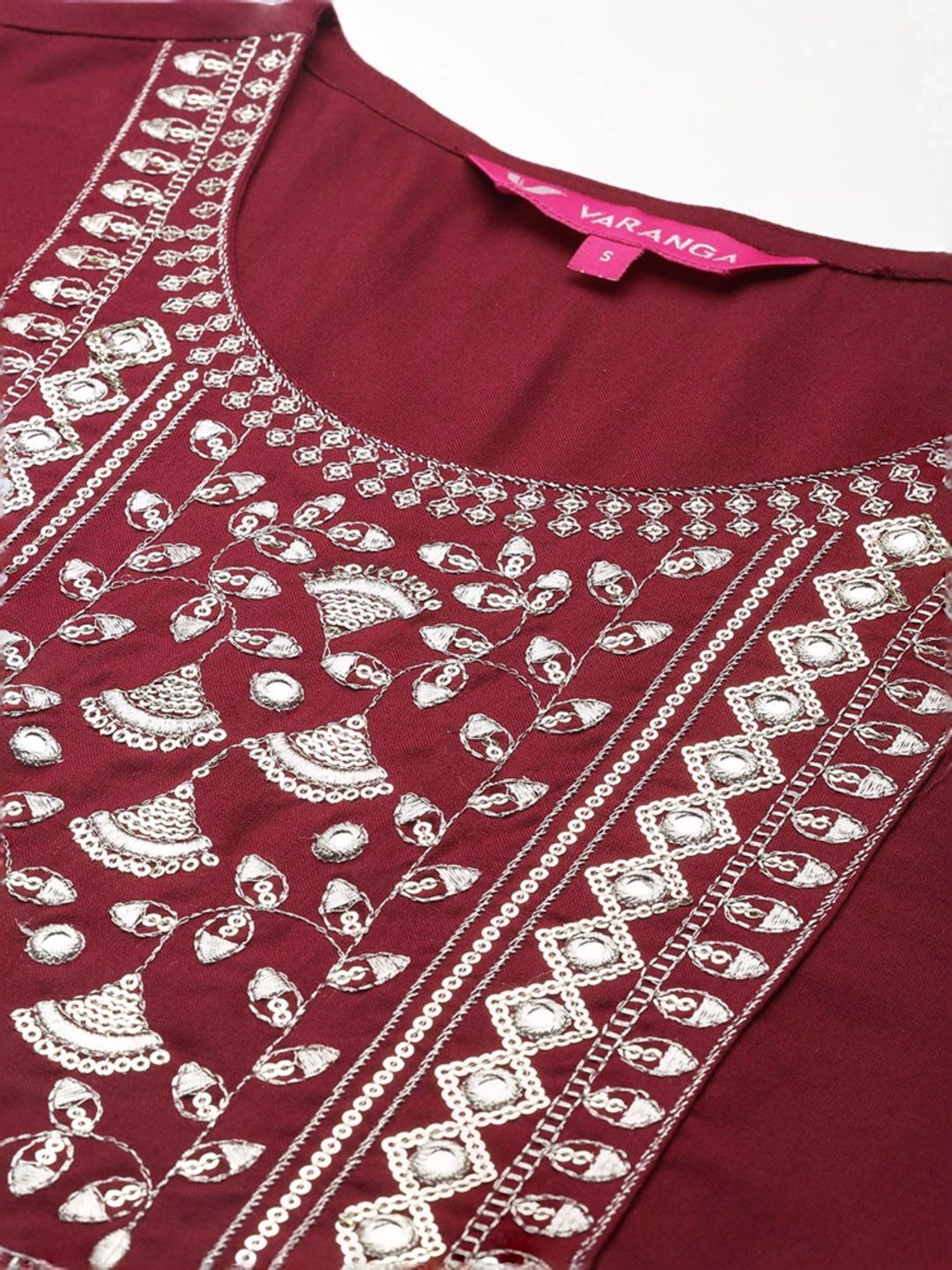 Varanga Maroon Embroidered Kurta Pant Set