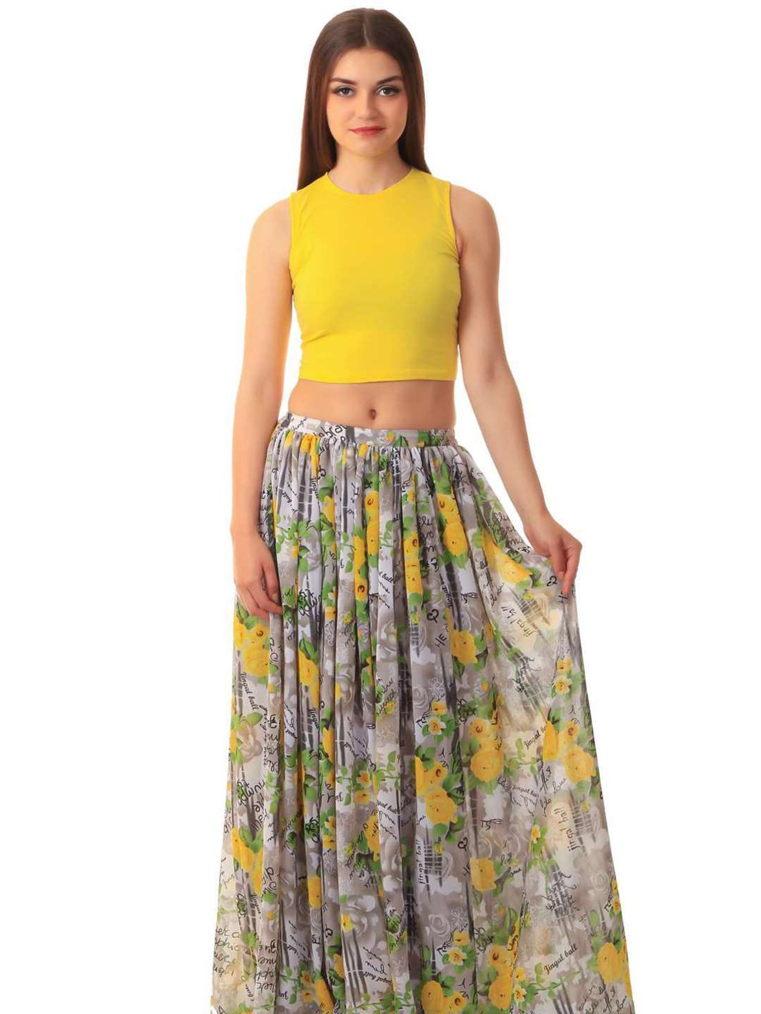 Cation Yellow Regular Fit Crop Top