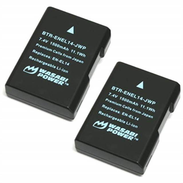 Wasabi Power Battery (2-Pack) for Nikon EN-EL14, EN-EL14a and Nikon Coolpix P7000, P7100, P7700, P7800, D3100, D3200, D3300, D5100, D5200, D5300, Df