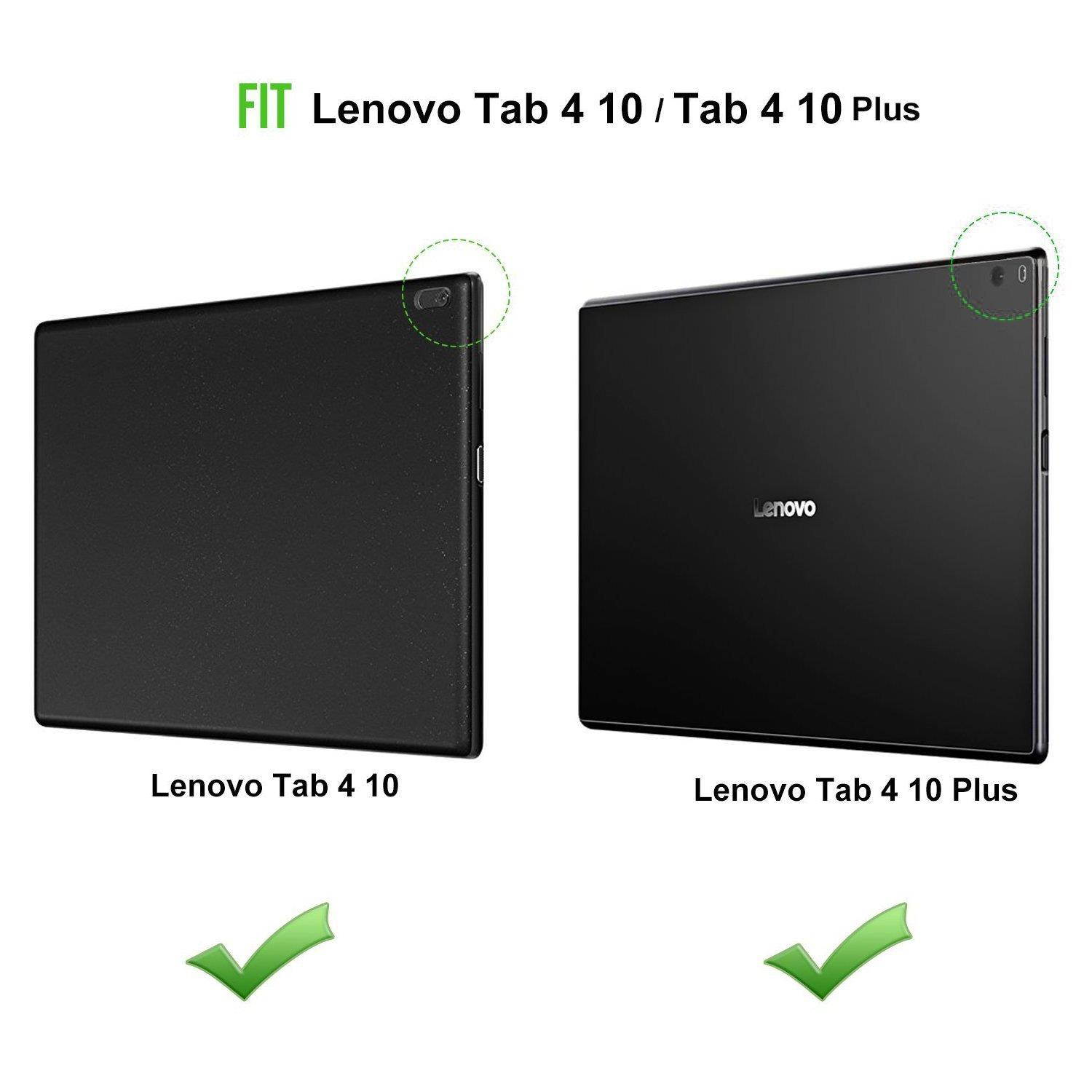 lenovo tab 4 / tab 4 plus 10" case  moko ultra compact premium slim folding stand cover case with auto wake & sleep for lenovo tab 4 / tab 4 plus 10.1 inch hd tablet 2017 release, black