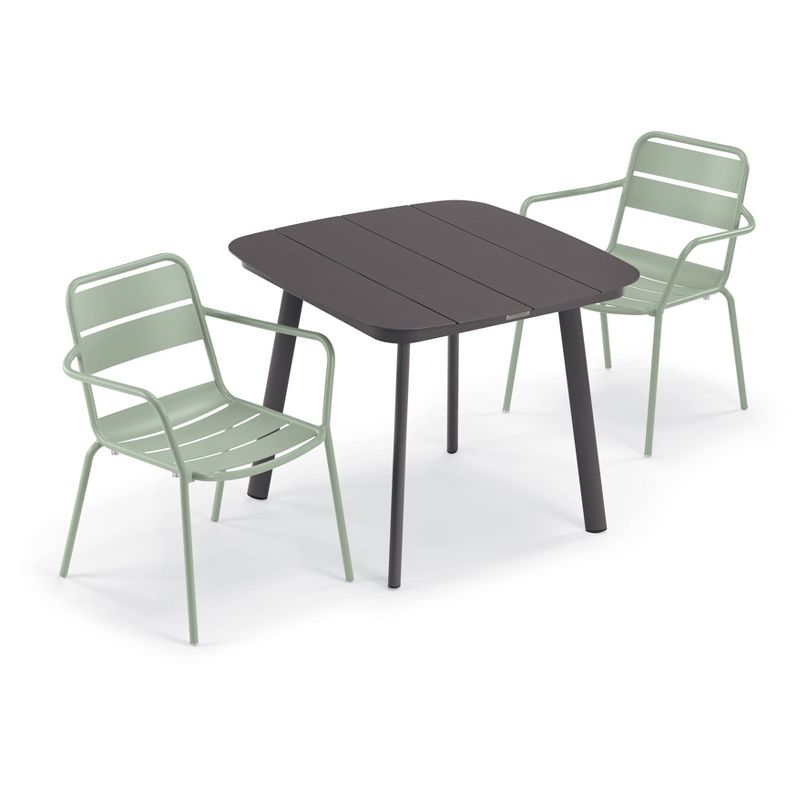 Kapri 4pk Sage Powder-Coated Outdoor Aluminum Armchairs - Oxford Garden