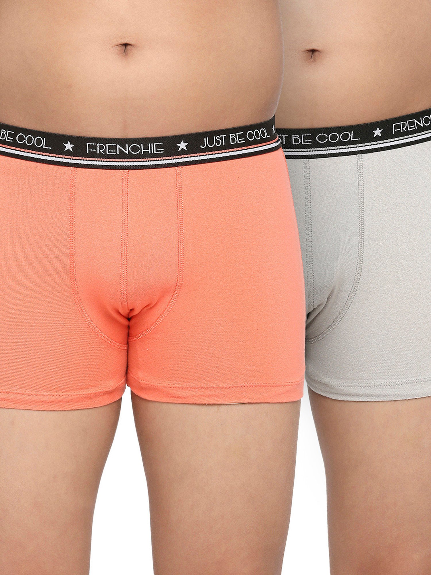 Frenchie Kids Peach & Grey Solid Trunks (Pack Of 2)