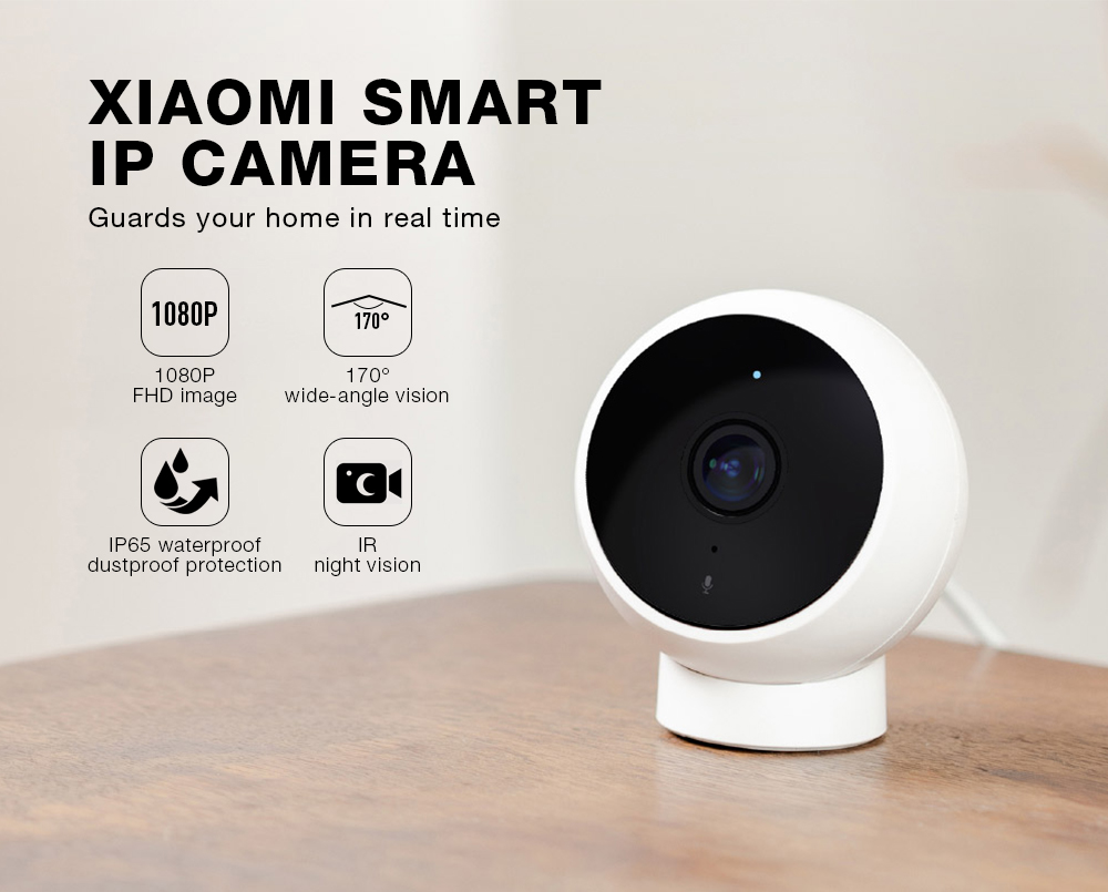 Xiaomi Outdoor AI Smart IP Camera 1080P FHD 170&deg; Vision IR Night Vision IP65 Protection 2-way Audio WHITE US Plug