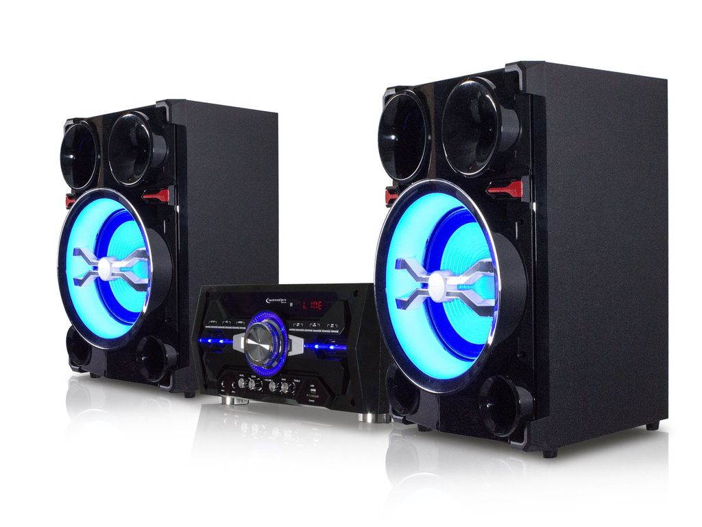 Technical Pro MS1000BT 10" Bluetooth LED Home Entertainment Speaker System withFitted out with an amplifier, two satellite speakers, a remote control, & a wireless microphone