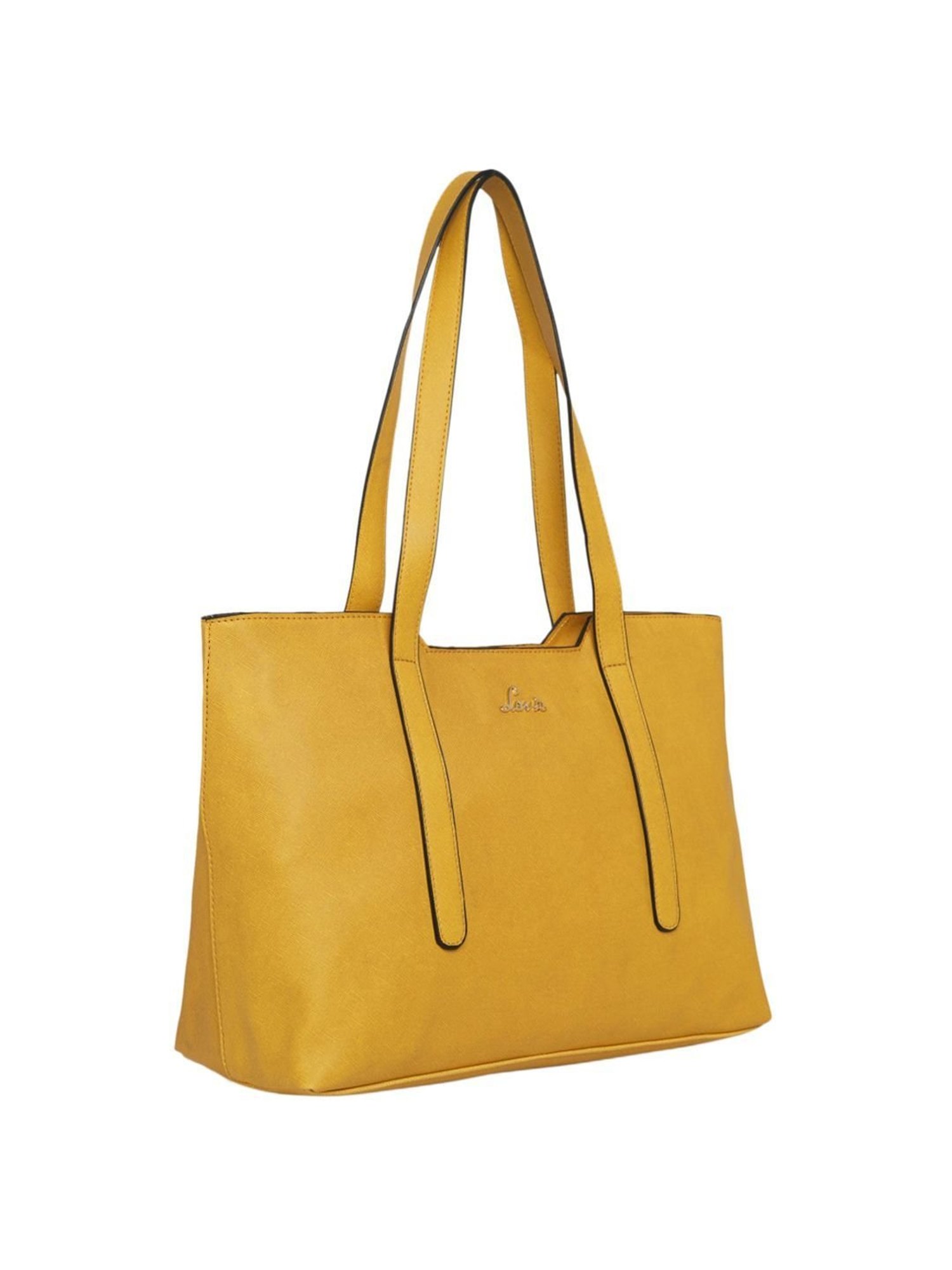 Lavie Yellow Solid Medium Handbag