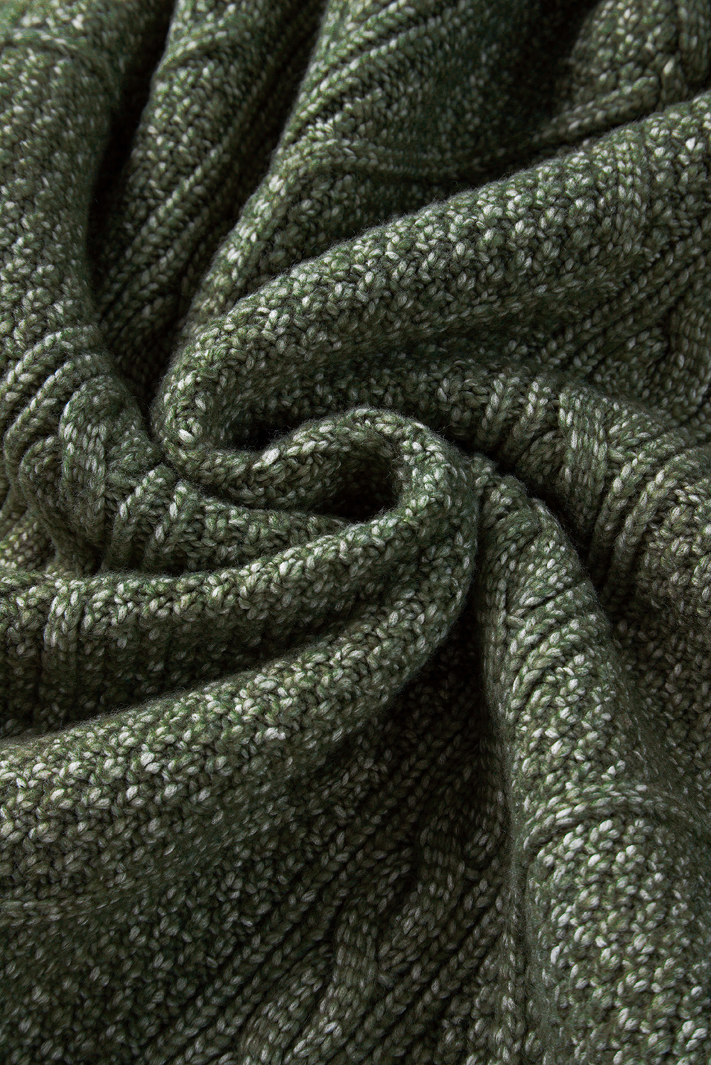 Mist Green Twist Cable Knit Drop Shoulder Loose Fit Sweater Dress