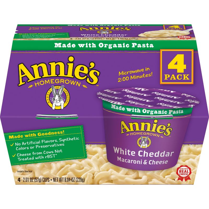 Annie's White Cheddar Microwavable Macaroni & Cheese Cup 4 ct