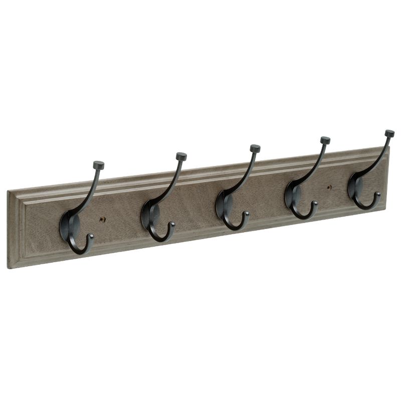 Franklin Brass26.5" Rail with 5 Pilltop Decorative Hook Racks Driftwood