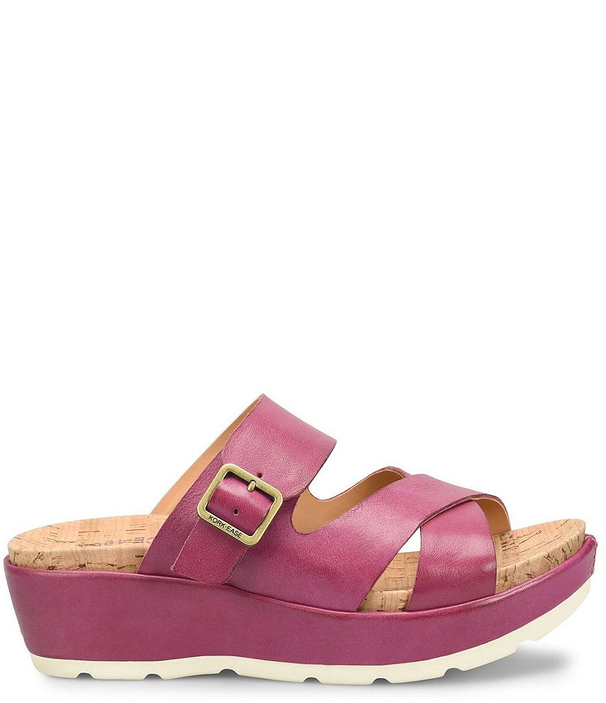 Kork-Ease Callie Leather Platform Wedge Slide Sandals
