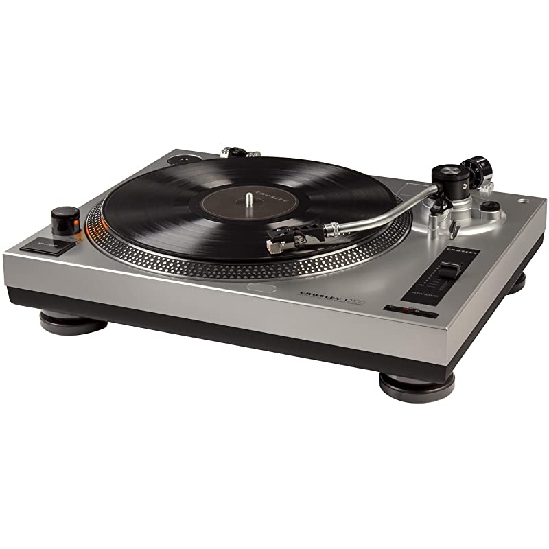 C100 BeltDrive Turntable with SShaped Tone Arm with Adjustable Counterweight Silver