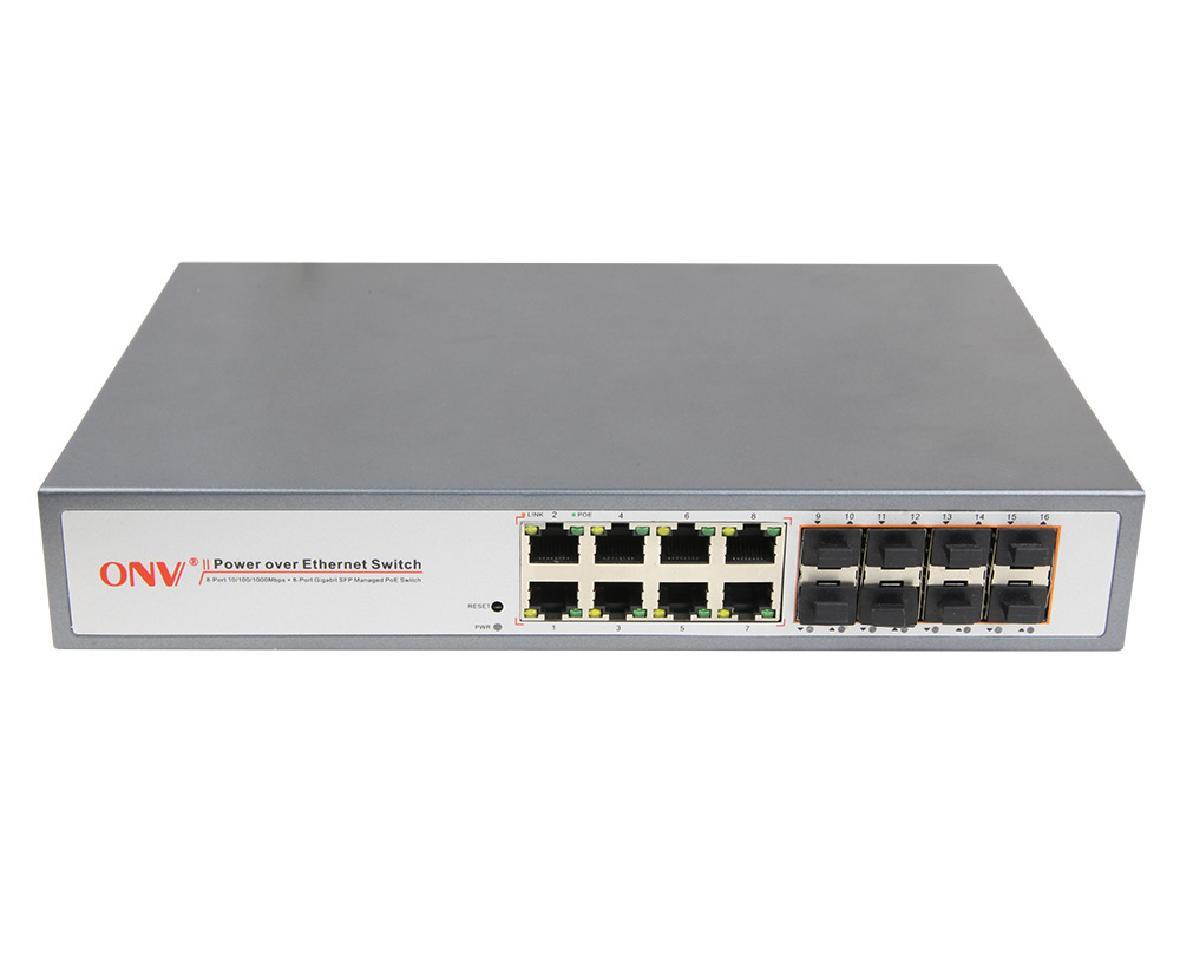 250W 16-Port Ful Gigabit L2+ Managed PoE Switch 8*10/100/1000M PoE+8*Gigabit SFP  ONV-POE33168PFM-at